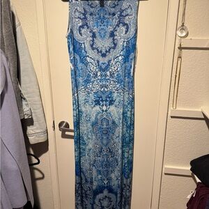 Blue Patterned Maxi Skirt